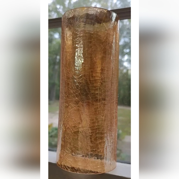 Vintage Cylinder Peach Crackle Glass Hurricane Chimney Shade 8.5" x 3.5" - Picture 7 of 7